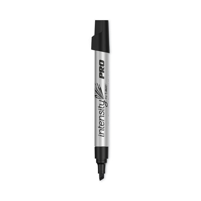 BIC Intensity Metal Pro Permanent Marker, Broad Pro Chisel Tip, Black, Dozen