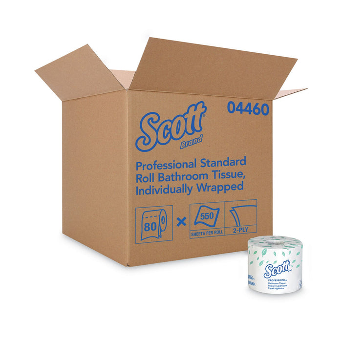 Scott Essential Standard Roll Bathroom Tissue for Business, Septic Safe, 2-Ply, White, 550 Sheets/Roll, 80/Carton