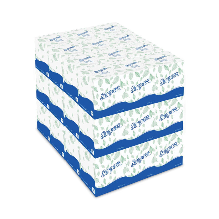 Surpass Facial Tissue for Business, 2-Ply, White, Pop-Up Box, 110/Box, 36 Boxes/Carton