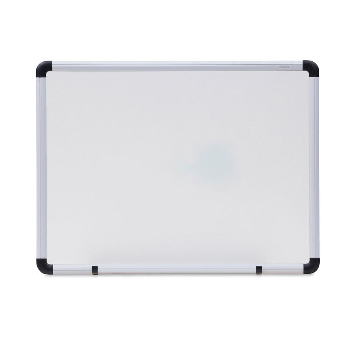 Universal Dry Erase Board, Melamine, 24 x 18, White, Black/Gray, Aluminum/Plastic Frame