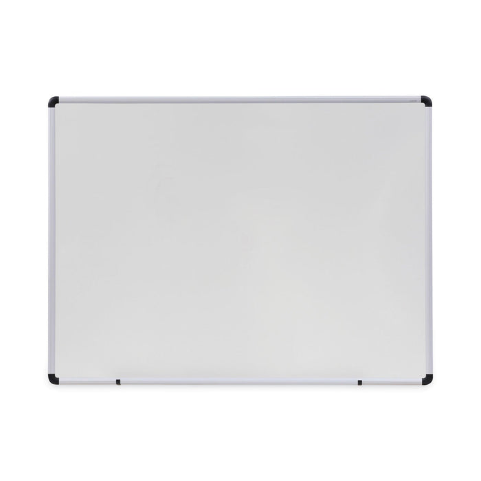 Universal Dry Erase Board, Melamine, 48 x 36, White, Black/Gray Aluminum/Plastic Frame