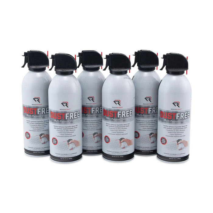 Read Right DustFree Multipurpose Duster, 10 oz Can, 6/Pack