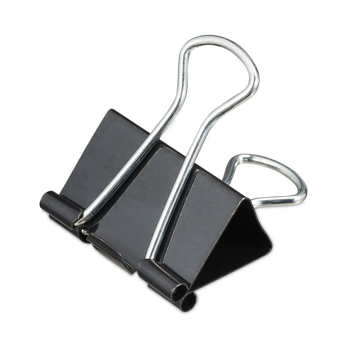 Universal Binder Clips, Medium, Black/Silver, 12/Box