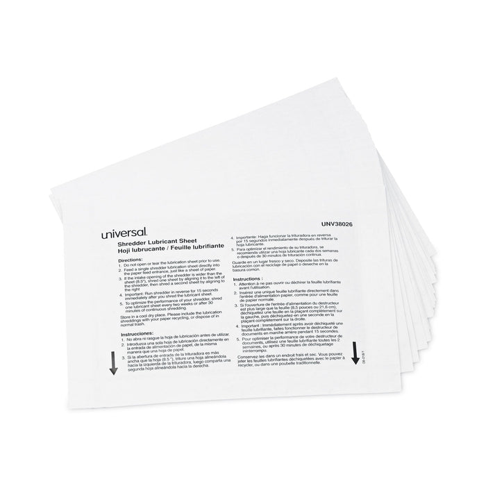 Universal Shredder Lubricant Sheets, 5.5 x 2.8, 24 Sheets/Pack