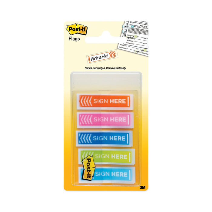 Post-it Arrow Message 0.5" Page Flags, Five Assorted Bright Colors, 20 Flags/Dispenser, 5 Dispensers/Pack