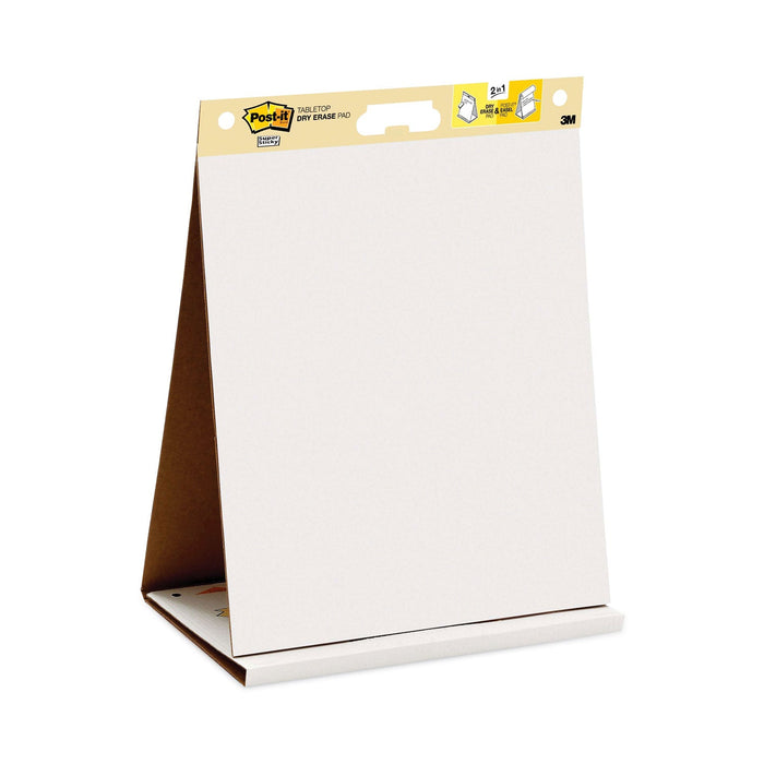 Post-it Pad Plus Tabletop Easel Pad with Self-Stick Sheets and Dry Erase Board, Unruled, 20 x 23, White, 20 Sheets