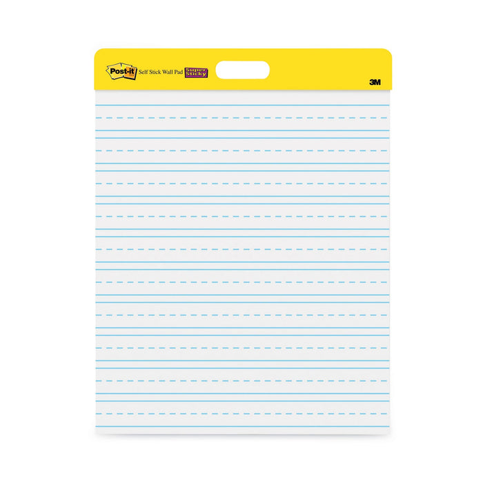 Post-it Self-Stick Wall Pad, Manuscript Format (Primary 3" Rule), 20 x 23, White, 20 Sheets, 2/Pack