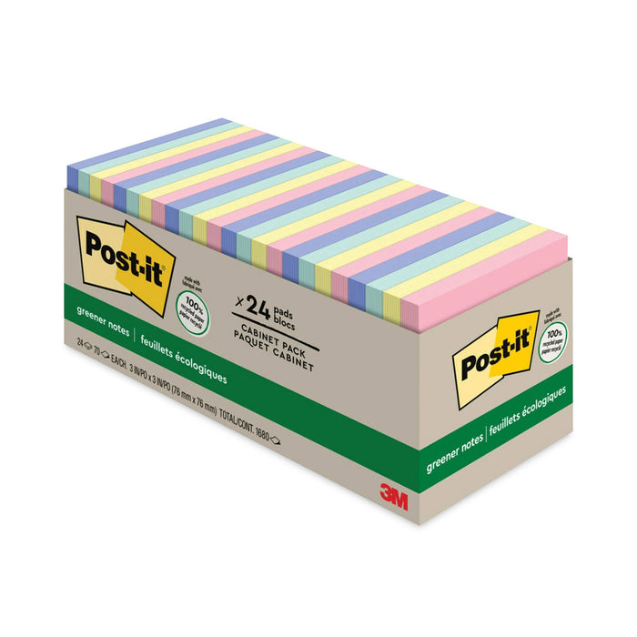 Post-it Original Recycled Note Pad Cabinet Pack, 3" x 3", Sweet Sprinkles Collection Colors, 75 Sheets/Pad, 24 Pads/Pack