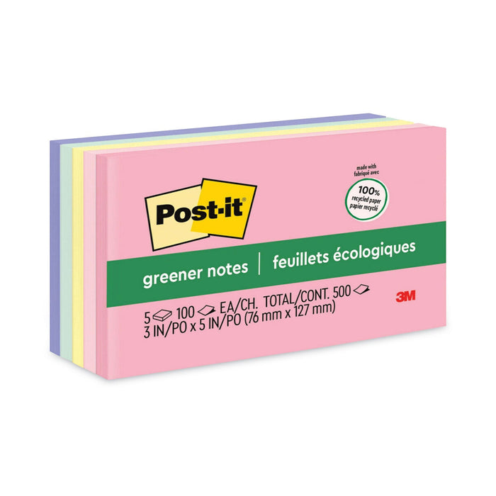 Post-it Original Recycled Note Pads, 3" x 5", Sweet Sprinkles Collection Colors, 100 Sheets/Pad, 5 Pads/Pack