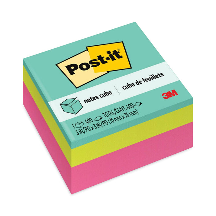 Post-it Original Cubes, 3" x 3", Aqua Wave Collection, 400 Sheets/Cube