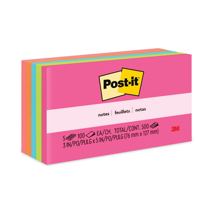 Post-it Original Pads in Poptimistic Collection Colors, 3" x 5", 100 Sheets/Pad, 5 Pads/Pack