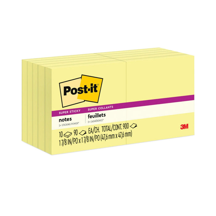 Post-it Pads in Canary Yellow, 1.88" x 1.88", 90 Sheets/Pad, 10 Pads/Pack