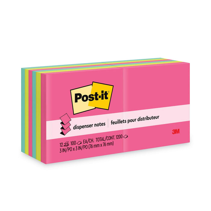 Post-it Original Pop-up Refill Value Pack, 3 x 3, (8) Poptimistic Collection Colors, (4) Canary Yellow, 100 Sheets/Pad, 12 Pads/Pack