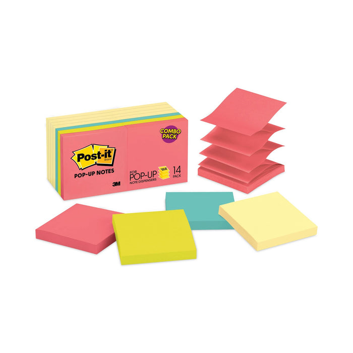 Post-it Original Pop-up Notes Value Pack, 3" x 3", (8) Canary Yellow, (6) Poptimistic Collection Colors, 100 Sheets/Pad, 14 Pads/Pack