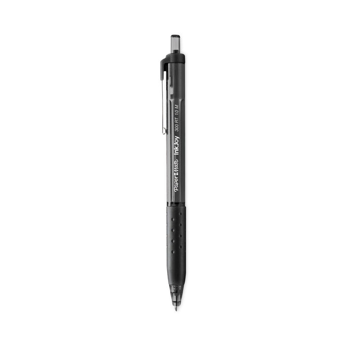 Paper Mate InkJoy 300 RT Ballpoint Pen, Refillable, Retractable, Medium 1 mm, Black Ink, Black Barrel, 24/Pack