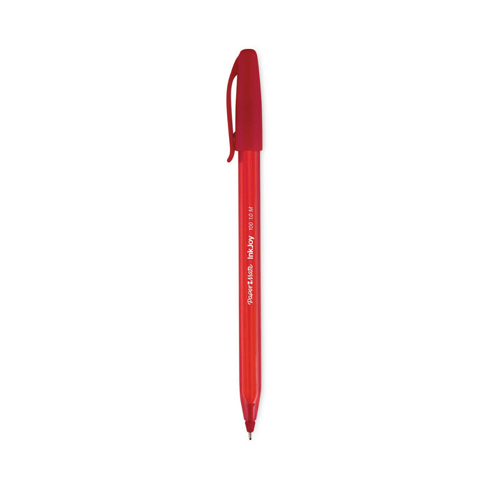 Paper Mate InkJoy 100 Ballpoint Pen, Stick, Medium 1 mm, Red Ink, Red Barrel, Dozen