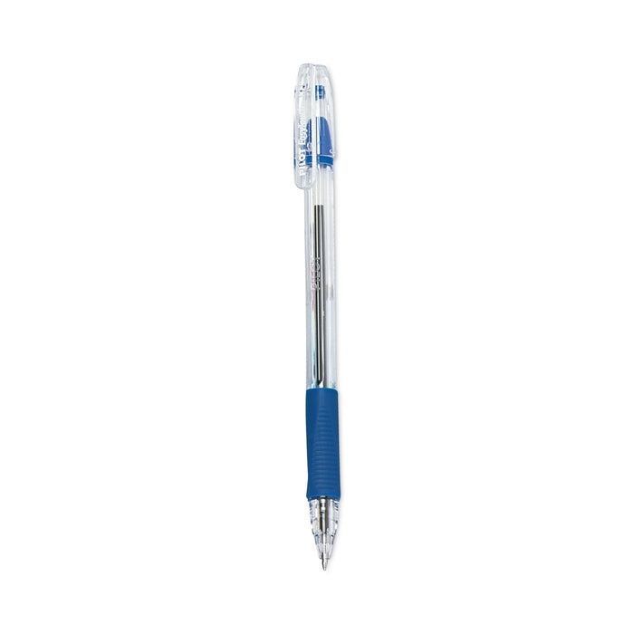 Pilot EasyTouch Ballpoint Pen, Stick, Medium 1 mm, Blue Ink, Clear Barrel, Dozen