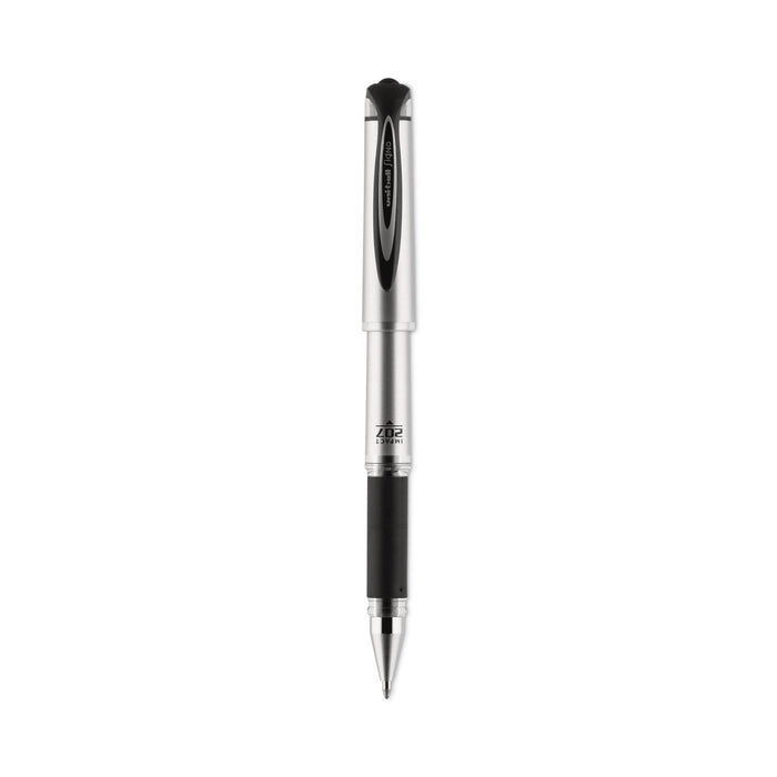 uniball 207 Impact Gel Pen, Stick, Bold 1 mm, Black Ink, Silver/Black Barrel