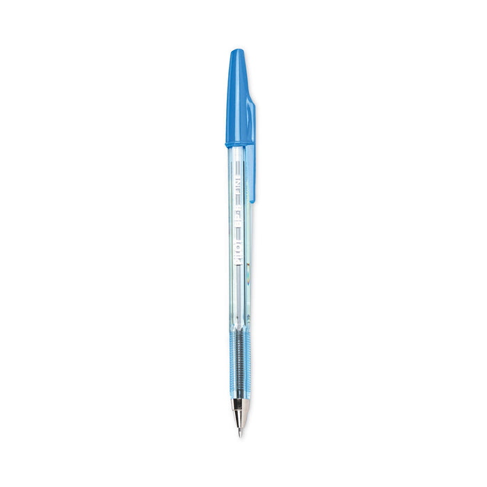 Pilot Better Ballpoint Pen, Stick, Fine 0.7 mm, Blue Ink, Translucent Blue Barrel, Dozen