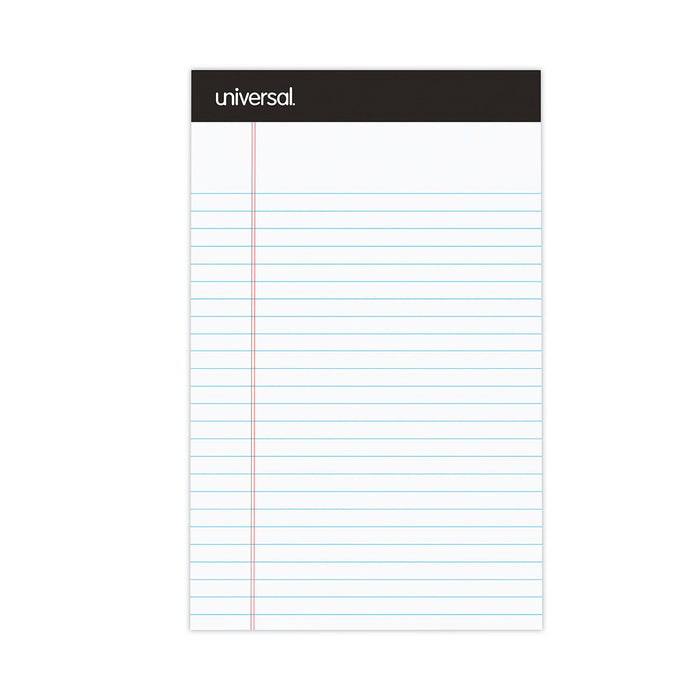 Universal Premium Ruled Writing Pads with Heavy-Duty Back, Narrow Rule, Black Headband, 50 White 5 x 8 Sheets, 12/Pack