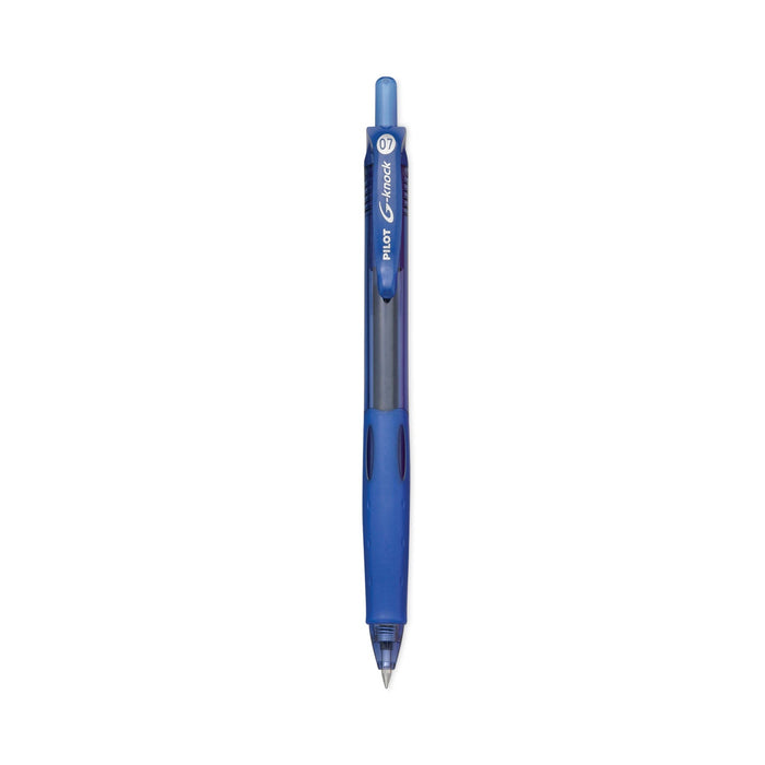 Pilot G-Knock BeGreen Gel Pen, Retractable, Fine 0.7 mm, Blue Ink, Blue Barrel, Dozen
