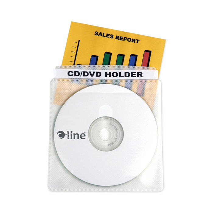 C-Line Deluxe Individual CD/DVD Holders, 2 Disc Capacity, Clear/White, 50/Box