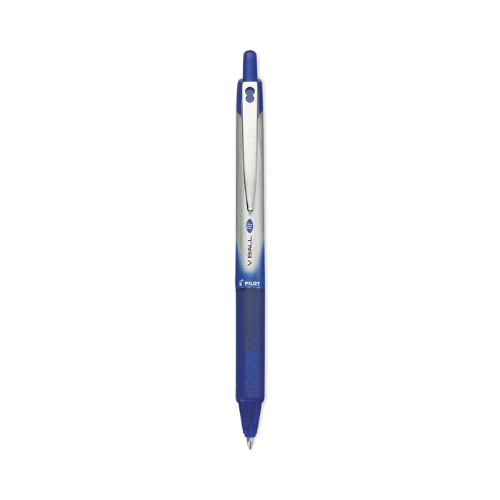 Pilot VBall RT Liquid Ink Roller Ball Pen, Retractable, Fine 0.7 mm, Blue Ink, Blue/White Barrel