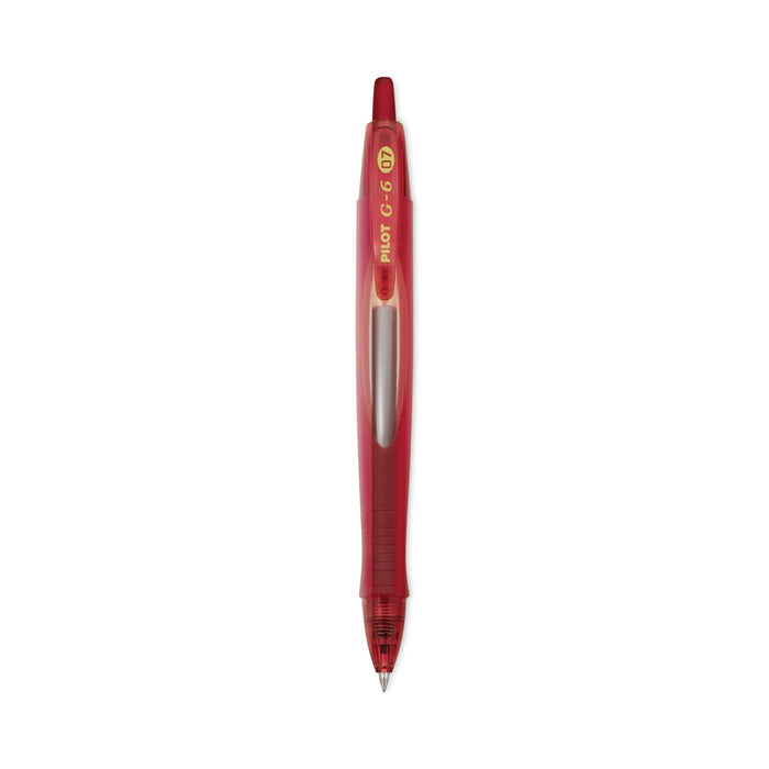 Pilot G6 Gel Pen, Retractable, Fine 0.7 mm, Red Ink, Red Barrel