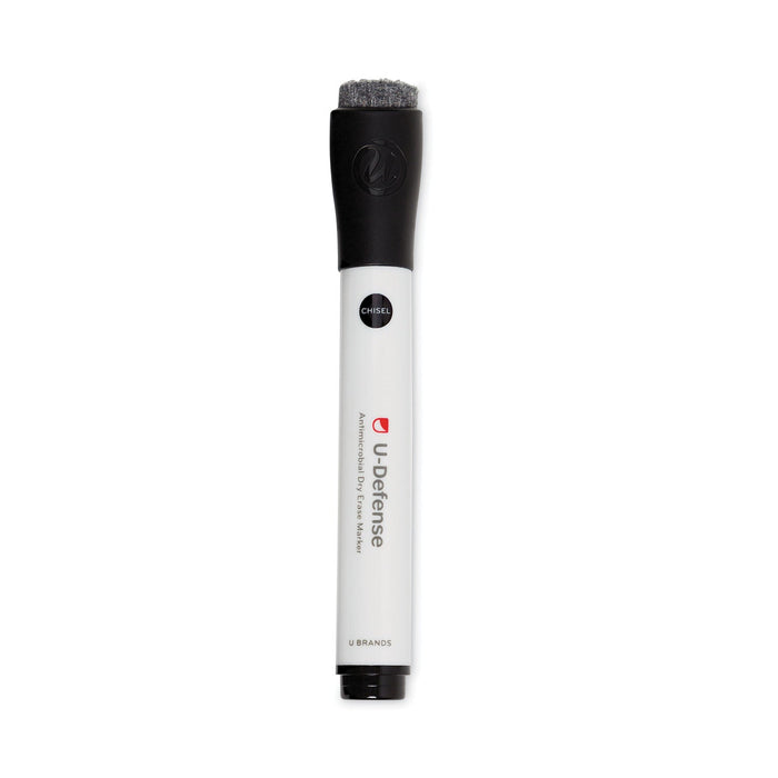 U Brands U-Defense Antimicrobial Dry-Erase Markers, Broad Chisel Tip, Black, 12/Pack