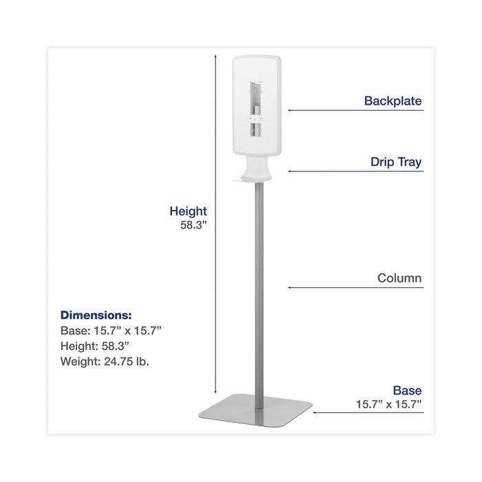 Dial FIT Touch Free Dispenser Floor Stand, 15.7 x 15.7 x 58.3, White
