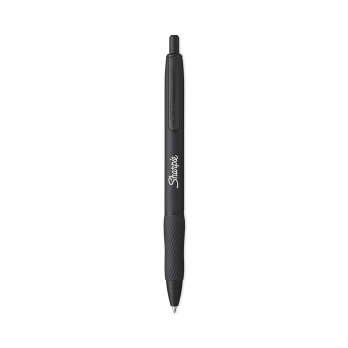 Sharpie S-Gel Premium Metal Barrel Gel Pen, Retractable, Medium 0.7 mm, Black Ink, Black Barrel, 4/Pack
