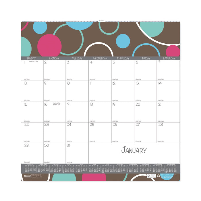 House of Doolittle Recycled Bubbleluxe Wall Calendar, Bubbleluxe Artwork, 12 x 12, White/Multicolor Sheets, 12-Month (Jan to Dec): 2023