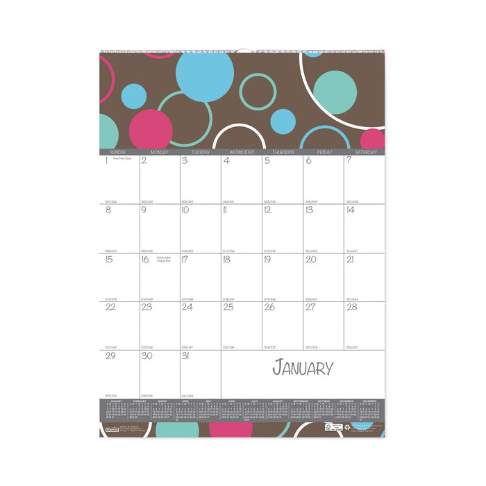 House of Doolittle Recycled Bubbleluxe Wall Calendar, Bubbleluxe Artwork, 12 x 16.5, White/Multicolor Sheets, 12-Month (Jan to Dec): 2023