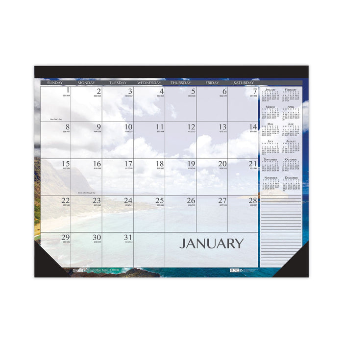 House of Doolittle Recycled Earthscapes Desk Pad Calendar, Seascapes Photography, 18.5 x 13, Black Binding/Corners,12-Month (Jan to Dec): 2023