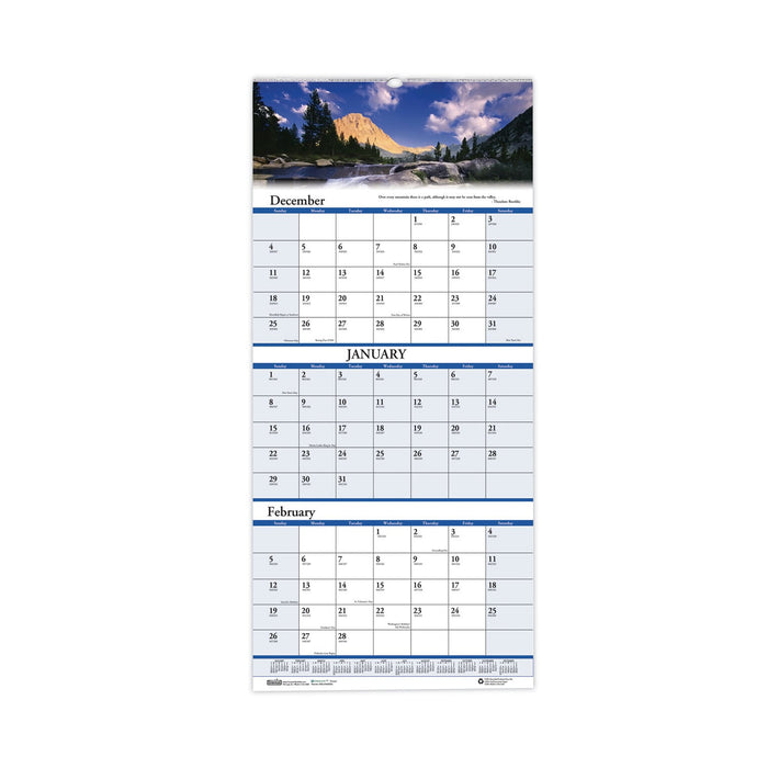 House of Doolittle Earthscapes Recycled 3-Month Vertical Wall Calendar, Scenic Photography, 8 x 17, White Sheets, 14-Month (Dec-Jan): 2022-2024