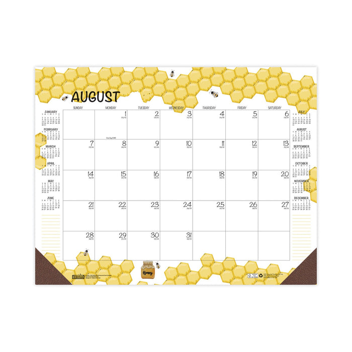 House of Doolittle Recycled Honeycomb Desk Pad Calendar, 22 x 17, White/Multicolor Sheets, Brown Corners, 12-Month (Aug to July): 2023
