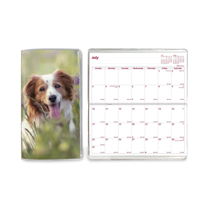 Brownline Monthly Pocket Planners, Dog Artwork, 6.5 x 3.5, Multicolor Cover, 18-Month (Jul to Dec): 2022 to 2023
