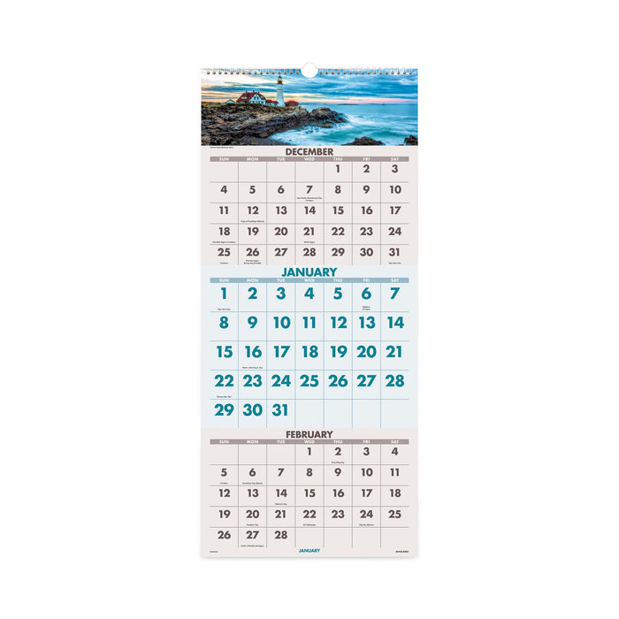 AT-A-GLANCE Scenic Three-Month Wall Calendar, Scenic Landscape Photography, 12 x 27, White Sheets, 14-Month (Dec to Jan): 2022 to 2024