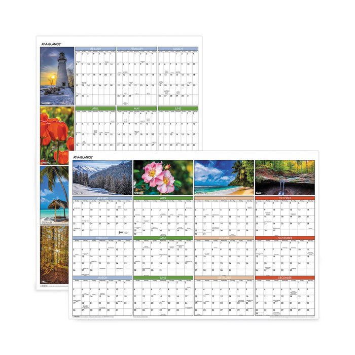 AT-A-GLANCE Vertical/Horizontal Erasable Wall Planner, Seasons in Bloom Photos, 24 x 36, White/Multicolor Sheets, 12-Month(Jan-Dec): 2023