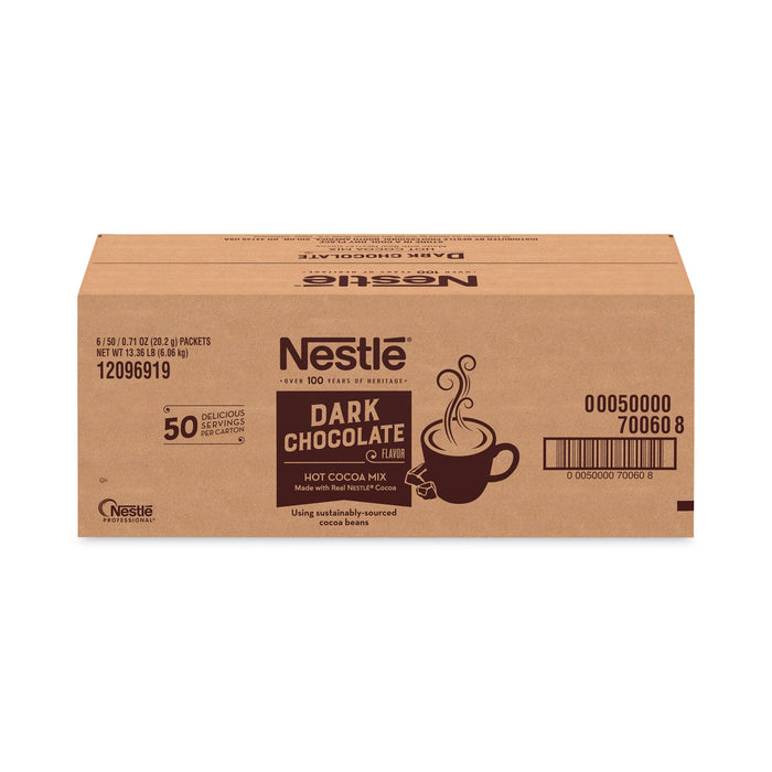Nestlé Hot Cocoa Mix, Dark Chocolate, 0.71 Packets, 50 Packets/Box, 6 Boxes/Carton