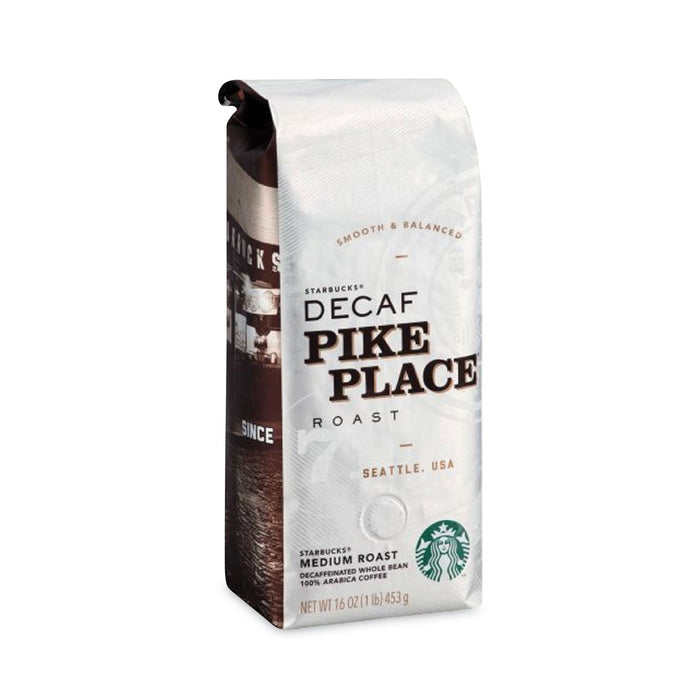 Starbucks Whole Bean Coffee, Decaffeinated Pike Place Roast, 1 lb Bag, 6/Carton