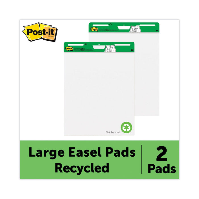 Post-it Vertical-Orientation Self-Stick Easel Pads, Green Headband, Unruled, 25 x 30, White, 30 Sheets, 2/Carton