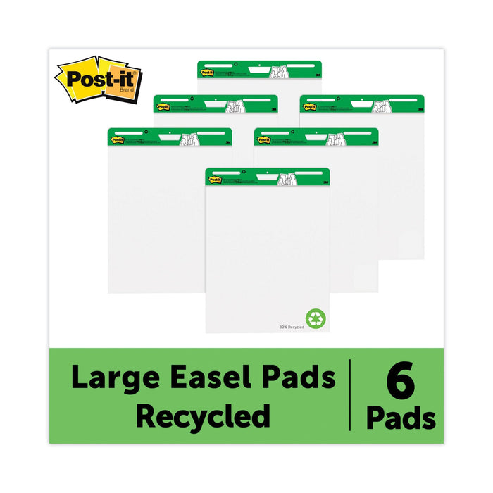 Post-it Vertical-Orientation Self-Stick Easel Pad Value Pack, Green Headband, Unruled, 25 x 30, White, 30 Sheets, 6/Carton