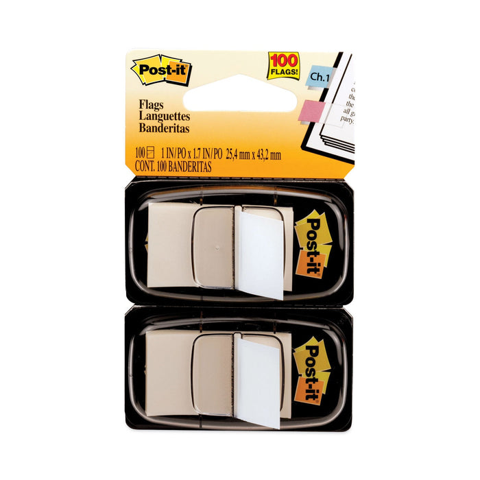 Post-it Standard Page Flags in Dispenser, White, 50 Flags/Dispenser, 2 Dispensers/Pack