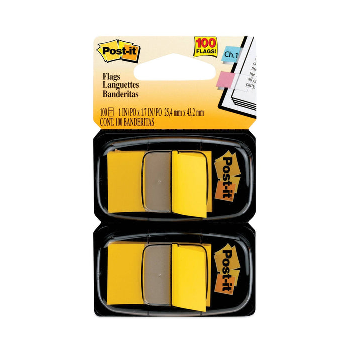 Post-it Standard Page Flags in Dispenser, Yellow, 50 Flags/Dispenser, 2 Dispensers/Pack