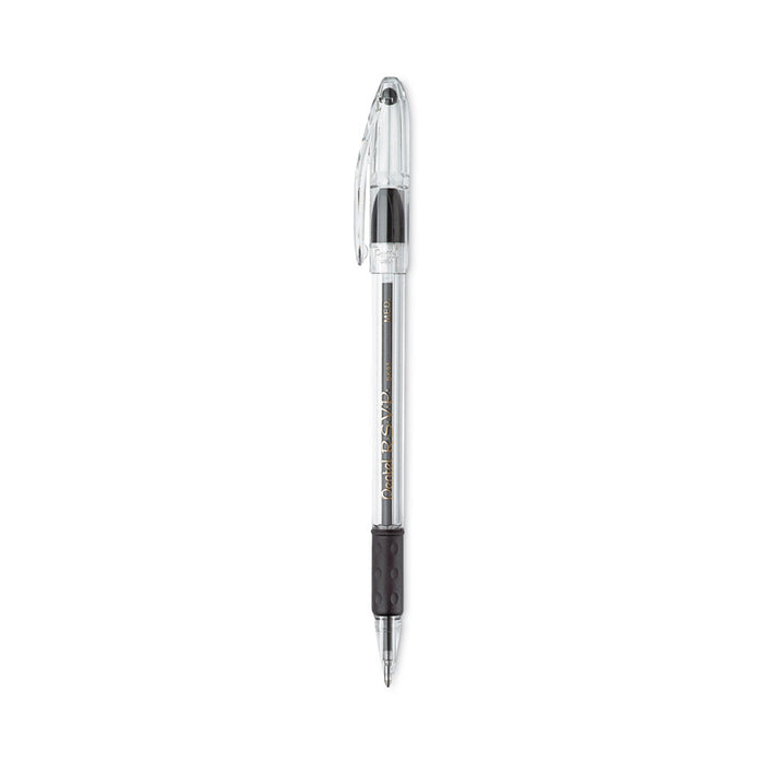 Pentel R.S.V.P. Ballpoint Pen Value Pack, Stick, Medium 1 mm, Black Ink, Clear/Black Barrel, 24/Pack