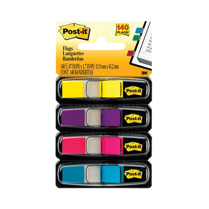 Post-it Small Page Flags in Dispensers, 0.5 x 1.75, Four Colors, 35/Color, 4 Dispensers/Pack