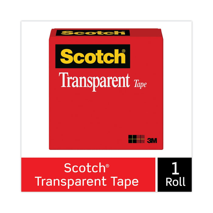 Scotch Transparent Tape, 1" Core, 0.75" x 36 yds, Transparent