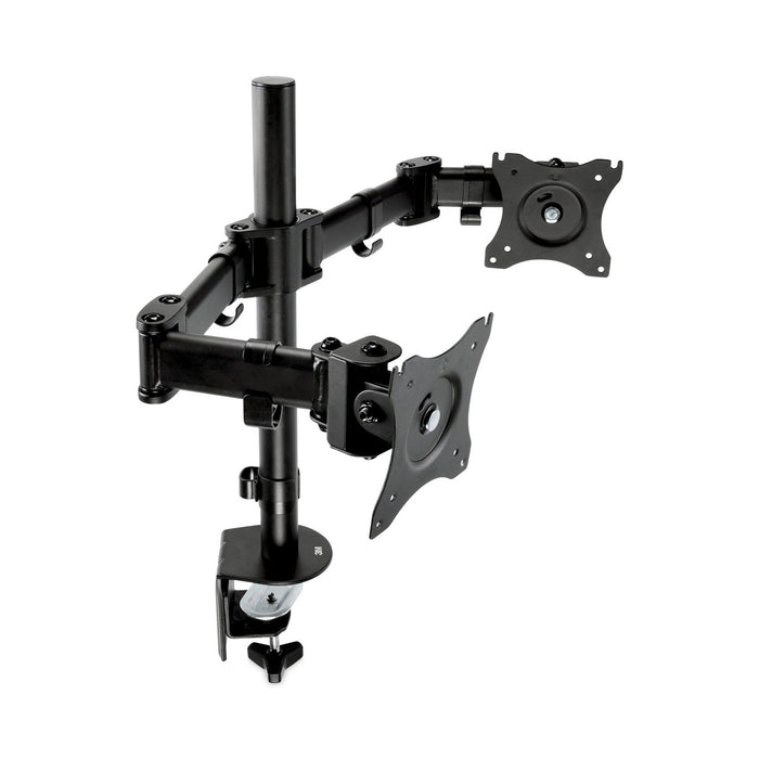 3M Dual Monitor Mount, For 27" Monitors, 360 Degree Rotation, +45 Degree/-45 Degree Tilt, 90 Degree Pan, Black, Supports 20 lb