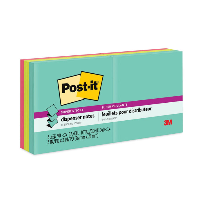 Post-it Pop-up 3 x 3 Note Refill, 3" x 3", Supernova Neons Collection Colors, 90 Sheets/Pad, 6 Pads/Pack